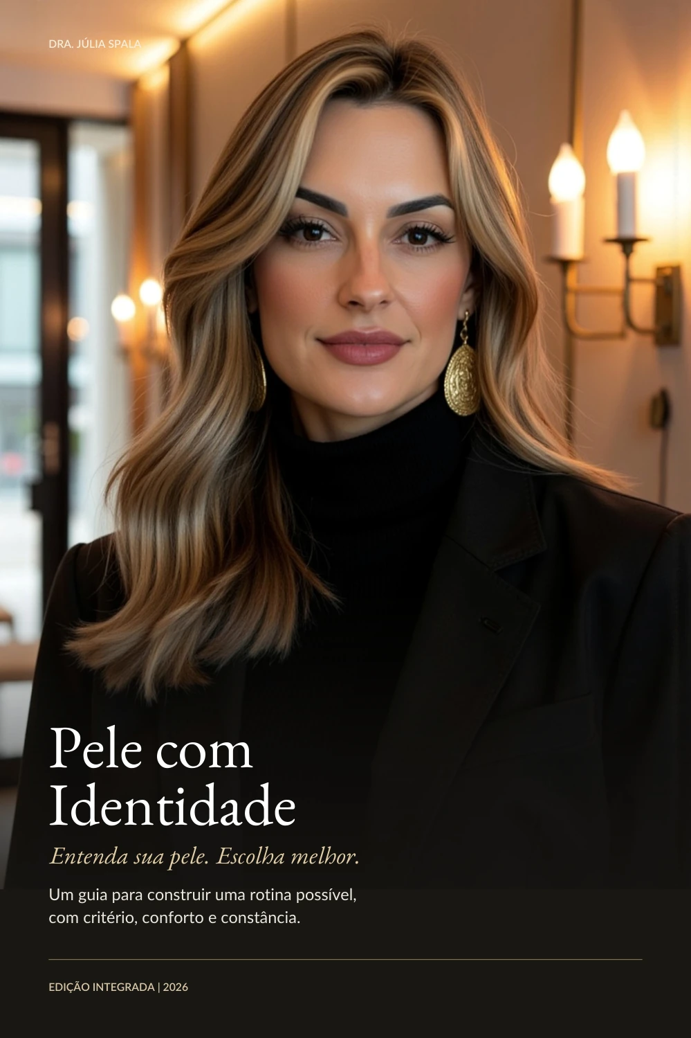Capa real do guia Pele com Identidade, com fotografia da Dra. Julia Spala